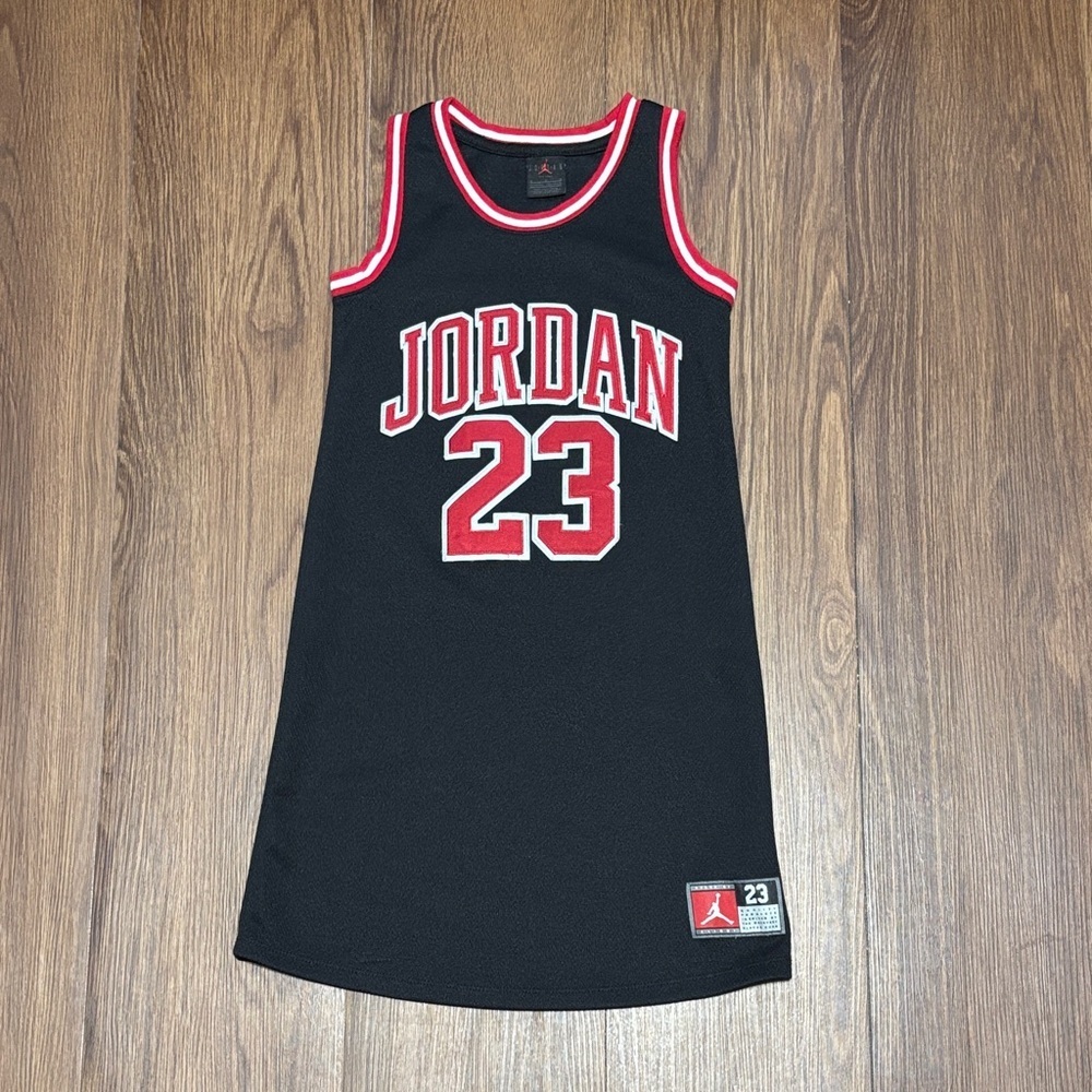 Jordan 23 Jersey Dress Youth Medium Black Red Jumpman Basketball Sporty